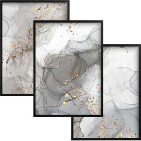 Set di poster da parete 30x40. Quadri da parete Marble Gold per la camera da letto.