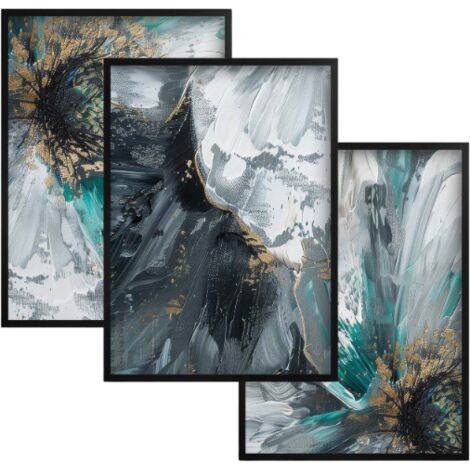 Set di poster da parete Quadri da parete per il soggiorno Fiori dorati Acquerello