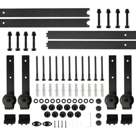 Set di pulegge per binari per appendere la porta del fienile da 366 cm (fibbia a fiori di prugna a quattro sezioni) Porta doppia (classica)