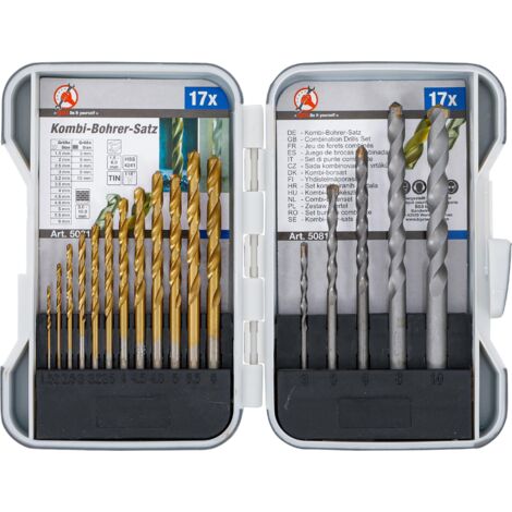 Set di punte combinate 1,5 - 10 mm 17 pz.