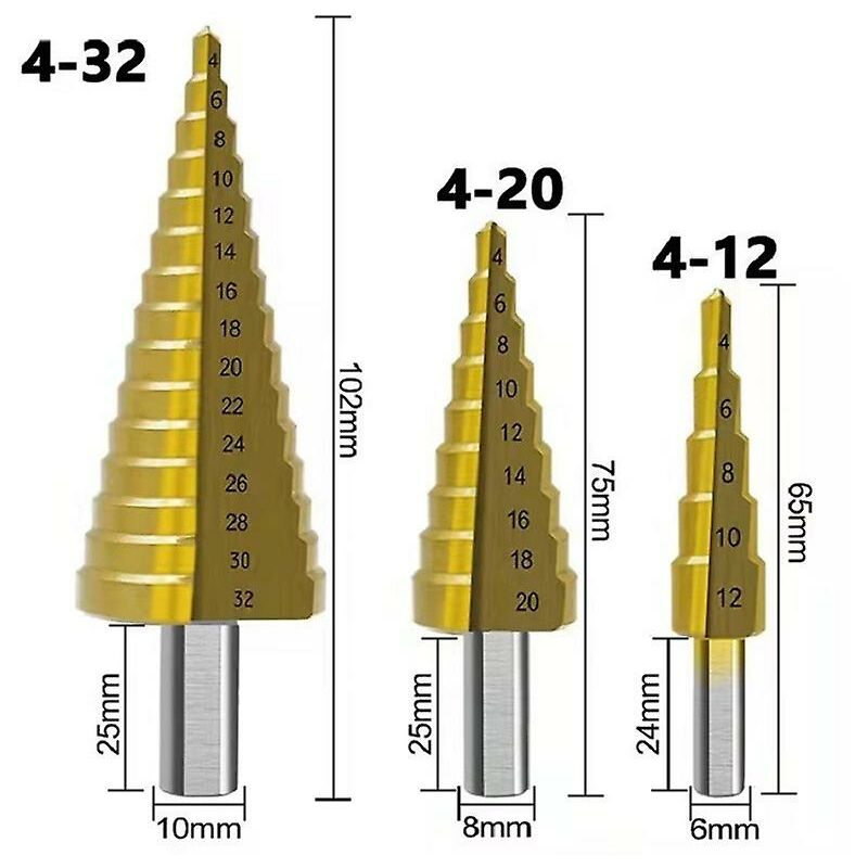 Set di punte da trapano hss da 3 pezzi con