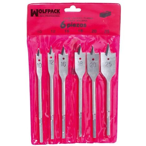 Set di punte da trapano per legno piatte a 3 punte Wolfpack 6 pezzi