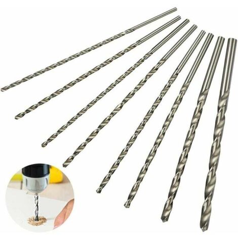 Set di punte da trapano Superma Extra Long 200 mm, 8 pezzi, punte da trapano in acciaio rapido, gambo dritto con diametri di 4 mm, 4,2 mm, 4,5 mm, 5 mm, 5,2 mm, 6 mm, 8 mm, 10 mm