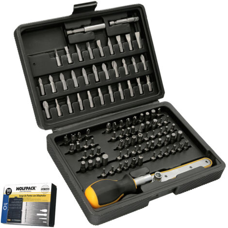 Set di Punte e Adattatore 1/4" Valigetta 99 Pezzi. Bersaglio Cromo Vanadio