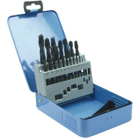 Set di punte elicoidali DIN338 Typ N D.1-10x0.5mm HSS-R 19 unità custodia in metallo