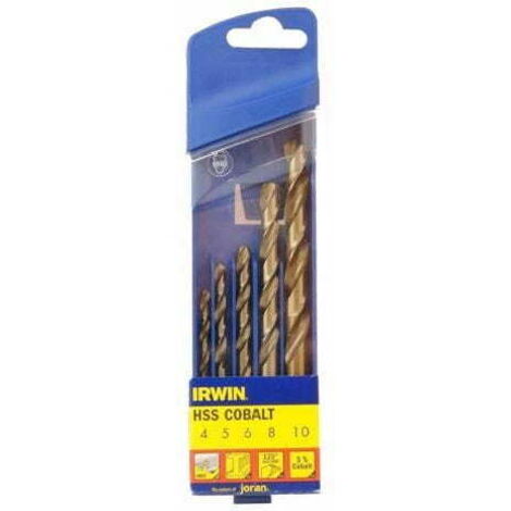 SET DI PUNTE HSS PER METALLO IRWIN 5 pezzi 4,0, 5,0, 6,0, 8,0, 10,0 mm