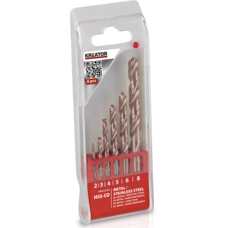 Set di punte in metallo HSS Cobalto, 6 pezzi - Kreator