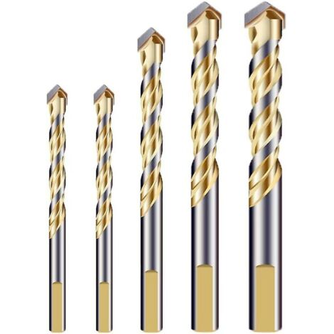 Set di punte multimateriale con punta in metallo duro a doppia scanalatura per piastrelle, cemento, mattoni, vetro, plastica, legno, metallo, argento
