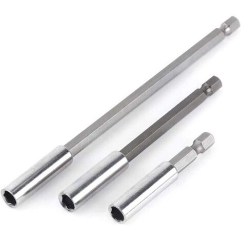 Set di punte per cacciavite con estensione portapunte magnetico da 1/4" da 3 pezzi con gambo esagonale (75 mm, 100 mm, 150 mm)