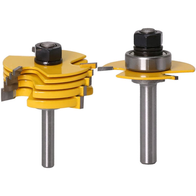 Image of Set di punte per fresatrice a 3 ali regolabili da 8 mm, punte per fresatrice per scanalature, fresa per lavorazione del legno, punta per fresatrice a