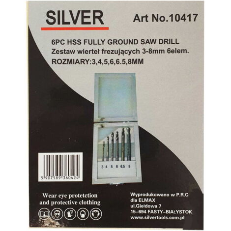SET DI PUNTE PER FRESATURA 3-8 mm 6 pezzi/ARGENTO