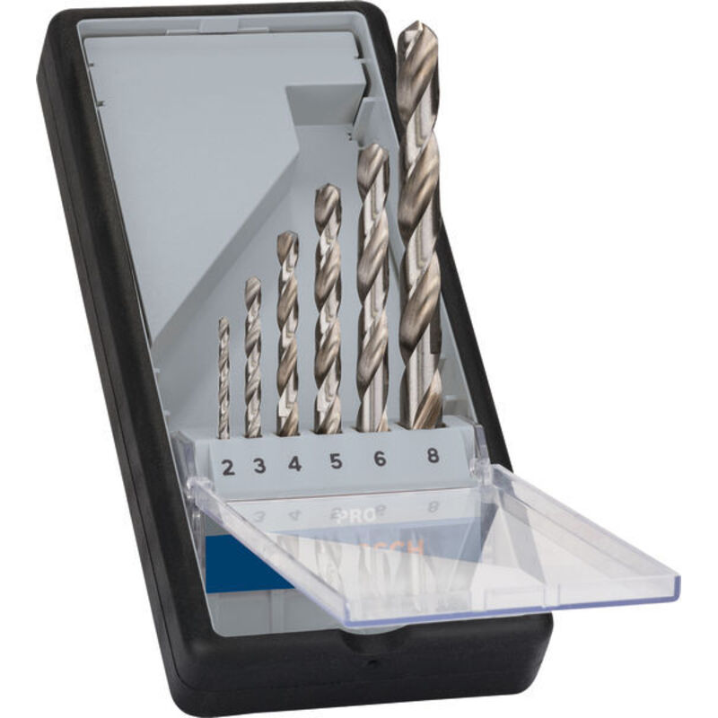 Bosch - Professional Set di 6 punte per metallo hss-g (ø 2-8 mm, Linea Robusta, Accessori per trapano)