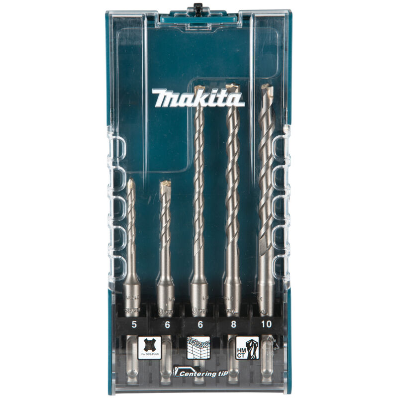 Makita E-15702 Centratura Tip SDS-PLUS - Set de punte da martello (5 pezzi, in de scatola di immagazzinamento, diametro de 5 a 10 mm, ideale per