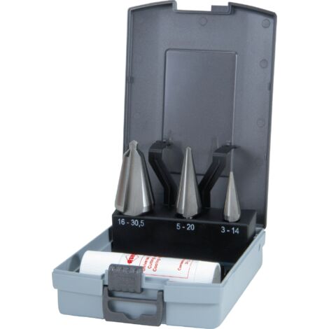 Set di punte per scrostare e forare 3-14/5-20/16-30,5mm HSS-Co5, 4 pezzi, in valigetta ABS