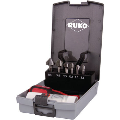 Set di punte per svasatura conica/sbavatura 8 pz. dimensioni 6,3-20,5 mm 90 gradi HSS RUKO