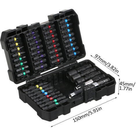 Set di punte per trapano, avvitatore a impulsi per legno, metallo, acciaio e punte di sicurezza, elettroutensile con custodia, 45 pezzi