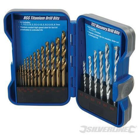 Set di punte TCT a muratura & HSS in Titanio Silverline 19pz