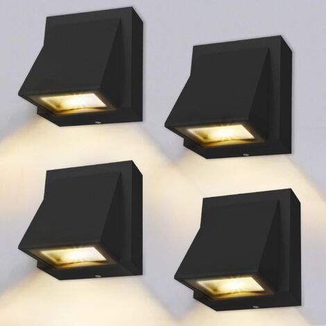 Set di quattro applique a LED da 8W, adatte per uso interno/esterno - luce bianca calda 3000K - grado di protezione IP65 - adatte per camere da letto, soggiorni e bagni - colore nero.