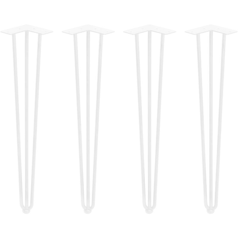 Image of Lotto di 4 gambe Hairpin a 3 aste per tavolo, altezza 710mm, Acciaio, Verniciato bianco - Verniciato bianco - Emuca