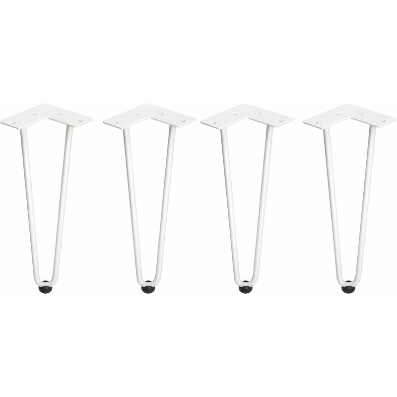 Image of Lotto di 4 gambe Hairpin a 2 aste per tavolo, altezza 400mm, Acciaio, Verniciato bianco - Verniciato bianco - Emuca