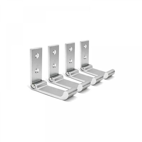 Set di quattro ganci da parete pieghevoli con supporto regolabile in alluminio per cuffie (compatibile con tutte le dimensioni di cuffie) - Argento
