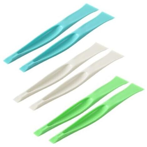 Set di raschietti da cucina 2 in 1 KZQ da 6 pezzi per la pulizia, raschietto versatile in plastica antigraffio, coltello, apriscatole per rimuovere macchie di olio, sporco e vernice.