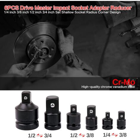 Set di riduttori adattatori per chiavi a bussola da 6 pezzi per convertitore di bussola da 1/4", 3/8", 1/2", 3/4"