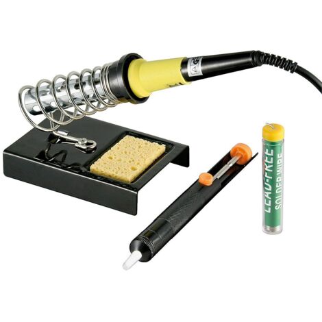 Set di saldatura di 4 pezzi, 30 W, con saldatore, supporto per saldatore, pompa dissaldante e saldatore.