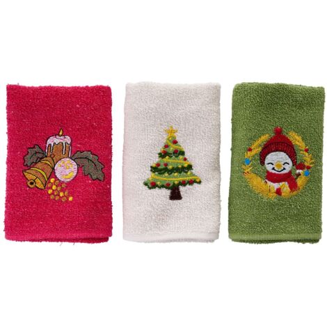 Set di salviette Set 100% Cotone Rosso Verde Bianco
