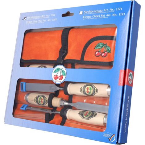 Set di scalpelli 10.16.20.26 mm di altezza del carpino Borsa a rullo in pelle da 4 pezzi