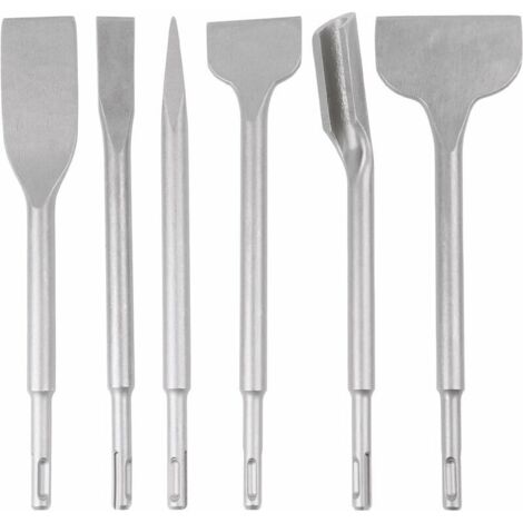 Set di scalpelli SDS-PLUS da 6 pezzi, lunghezza 25 cm, custodia per la rimozione di cemento e piastrelle da pavimento e da parete, punta per scalpello per martello perforatore, scalpelli SDS-PLUS per 