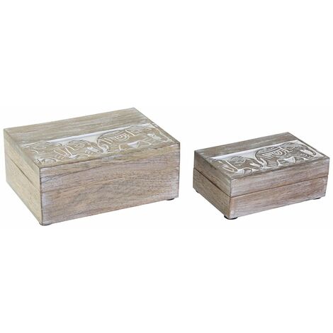 Set di Scatole Decorative Post Card Legno (3 Pezzi)