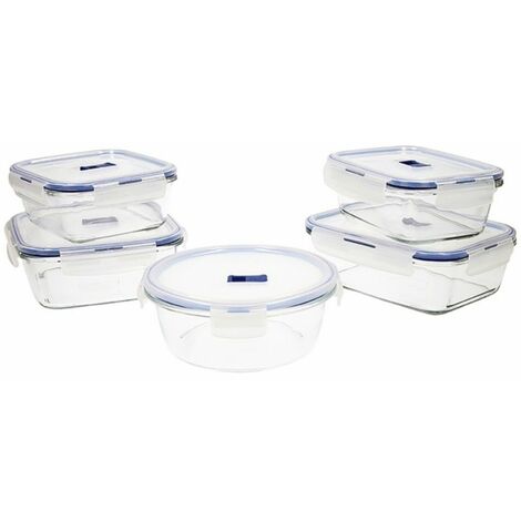 Set di scatole porta pranzo Ermetico Azzurro Trasparente Plastica 900 ml  14,5 x 8,5 x 14,5 cm (8 Unità)