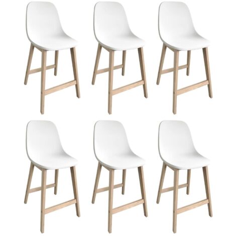 Set di sedie da bar e da isola in rovere con seduta in plastica da 65 cm ELIOS