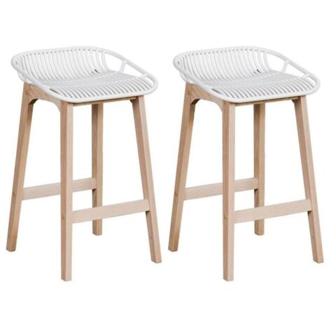 Set di sedie da bar e isola in rovere MALMO da 65 cm con seduta in plastica