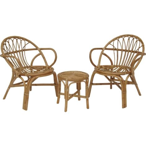 Set di sedie e tavolino da giardino terrazza 2 persone Chillvert Parma 66x64x80 cm rattan naturale