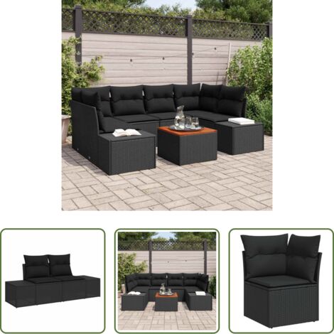 Set di sedute -  Set Divano da Giardino con archiviazione 7 pcs Nero polyrattan
