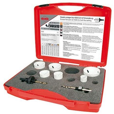 Set di seghe a fori 8 pezzi 22-68 mm Taglio-T.38 mm HSSE-Co8-Bi-metallo