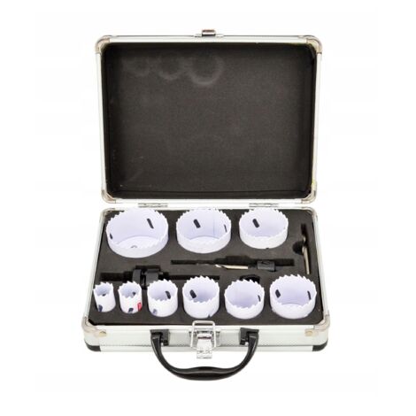 SET DI SEGHE A TAZZA BIMETALLICHE AWTOOLS IN VALIGETTA METALLICA 13 PEZZI 19-64 mm LINEA NERA
