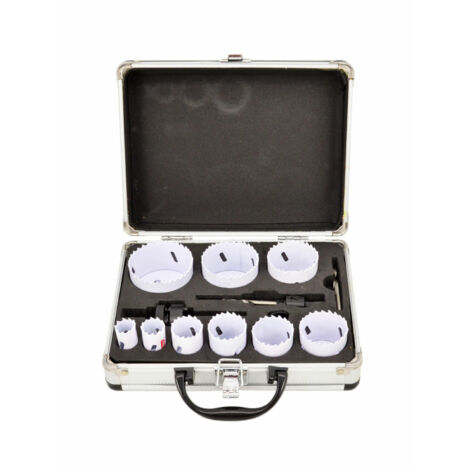 SET DI SEGHE A TAZZA BIMETALLICHE AWTOOLS IN VALIGETTA METALLICA 8 PEZZI 22-64 mm LINEA NERA