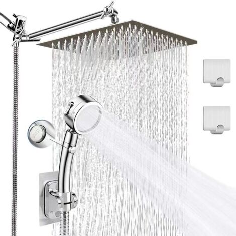 Set di soffioni per doccia da bagno, tre tubi flessibili per doccia, combinazione di soffioni superiori in acciaio inossidabile da 10 pollici