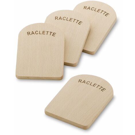 set di sottopentole per raclette 4 pezzi BAAR, tavola per raclette in legno 14 x 9,5 cm, legno di faggio, sottopentole per raclette, parcheggio per raclette