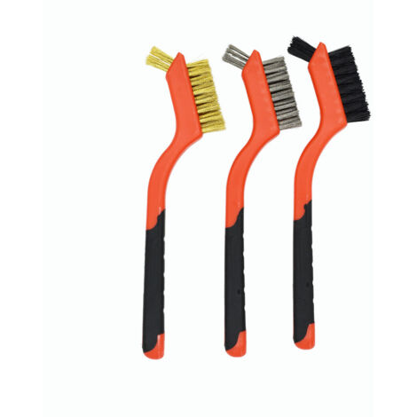 Set di spazzole metalliche multiuso in 3 pezzi, setole in acciaio inossidabile e nylon per rimuovere la ruggine, pulire la malta e pulire le griglie del barbecue