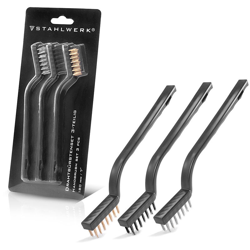 Image of Stahlwerk - Set di spazzole metalliche 180 mm 7 pollici spazzola in ottone spazzola in acciaio spazzola in nylon