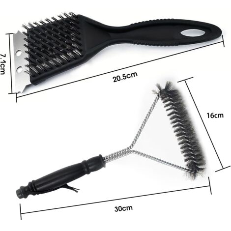 Set di spazzole per la pulizia del barbecue 2 in 1: spazzola per barbecue in filo di acciaio inossidabile + spazzola multifunzionale a punta