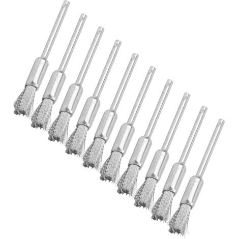 Set di spazzole per ruote in filo metallico da 10 pezzi Accessorio per trapano in acciaio inossidabile con tazza elettrica per la pulizia della lucidatura (forma di penna)
