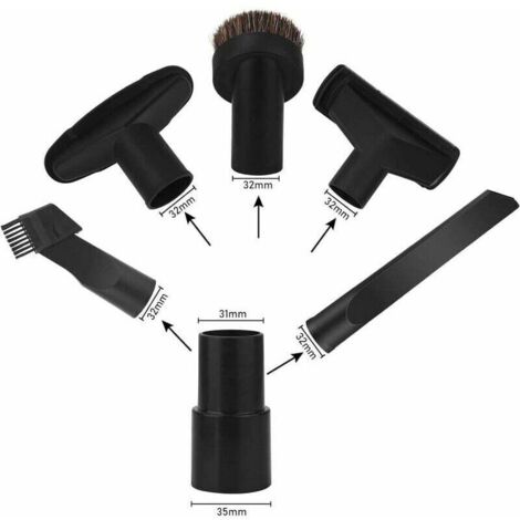 Set di spazzole universali per aspirapolvere da 32 mm – 6 pezzi per tappezzeria, bocchetta per fessure, bocchetta per materassi, bocchetta a spazzola con adattatore per tubo da 35 mm a 32 mm