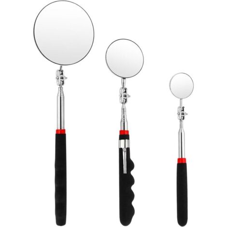 Set di specchietti di ispezione, specchio telescopico, specchio per utensili, specchio di ispezione portatile per auto con rotazione a 360°, per riparazione auto, 3 misure