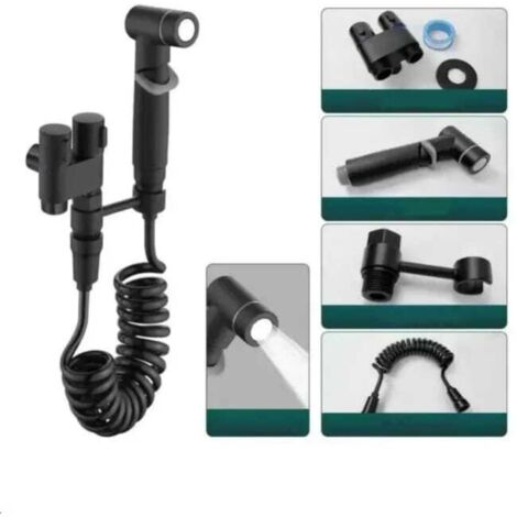 Set di spruzzatori per WC in acciaio inossidabile con funzione di doppia uscita - Kit doccetta per WC - Tubo flessibile da 2 m incluso