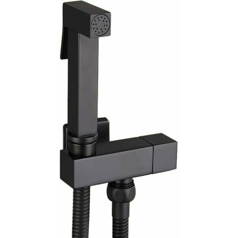 Set di spruzzatori per WC, spruzzatore per bidet portatile in ottone nero, spruzzatore per bidet, spruzzatore per WC a parete, set completo, cura personale G1/2